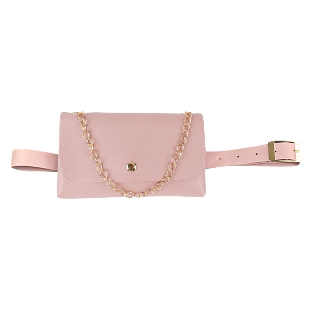 Women Mini Chain Fanny Pack Waist Bag with Belt Cellphone Pouch Purse for Travel Workout Running Hiking