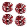 4Pcs Metallic Cheerleading Pom Poms, Creatiee 2 Pair Cheerleader Cheering Squad Pompoms for School Sports Dance Games Team Spirit Cheer (Red-Silver) view 1