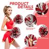 4Pcs Metallic Cheerleading Pom Poms, Creatiee 2 Pair Cheerleader Cheering Squad Pompoms for School Sports Dance Games Team Spirit Cheer (Red-Silver) view 2
