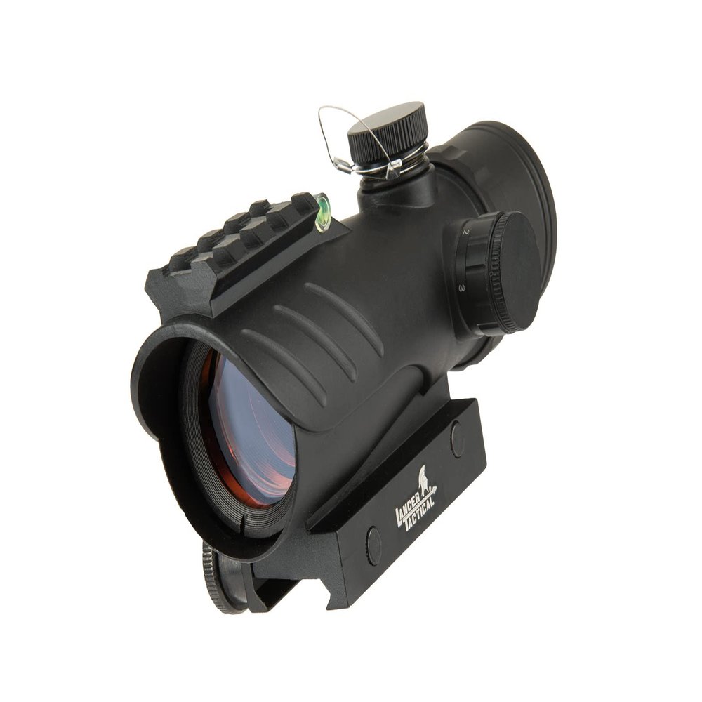 Lancer Tactical Airsoft Enclosed Red Dot Sight w/Top Optic Rail - Black
