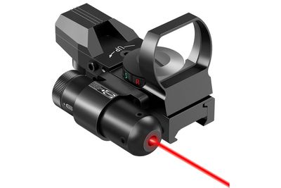Lancer Tactical 1X22X33 Reflex Sight Red Dot Sight Red Green 4 Reticle Optics with Red Laser for 20mm Rail