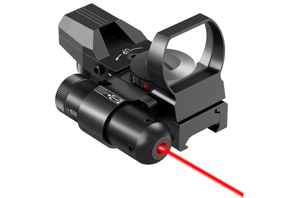 Lancer Tactical 1X22X33 Reflex Sight Red Dot Sight Red Green 4 Reticle Optics with Red Laser for 20mm Rail