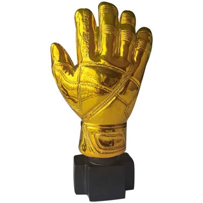 NOLITOY Goalkeeper Gloves Golden Trophy, 10.41 Inch Golden Goalie Gloves Shape Soccer Match Award Toy with Base for Office, School, and Kindergarten Recognition