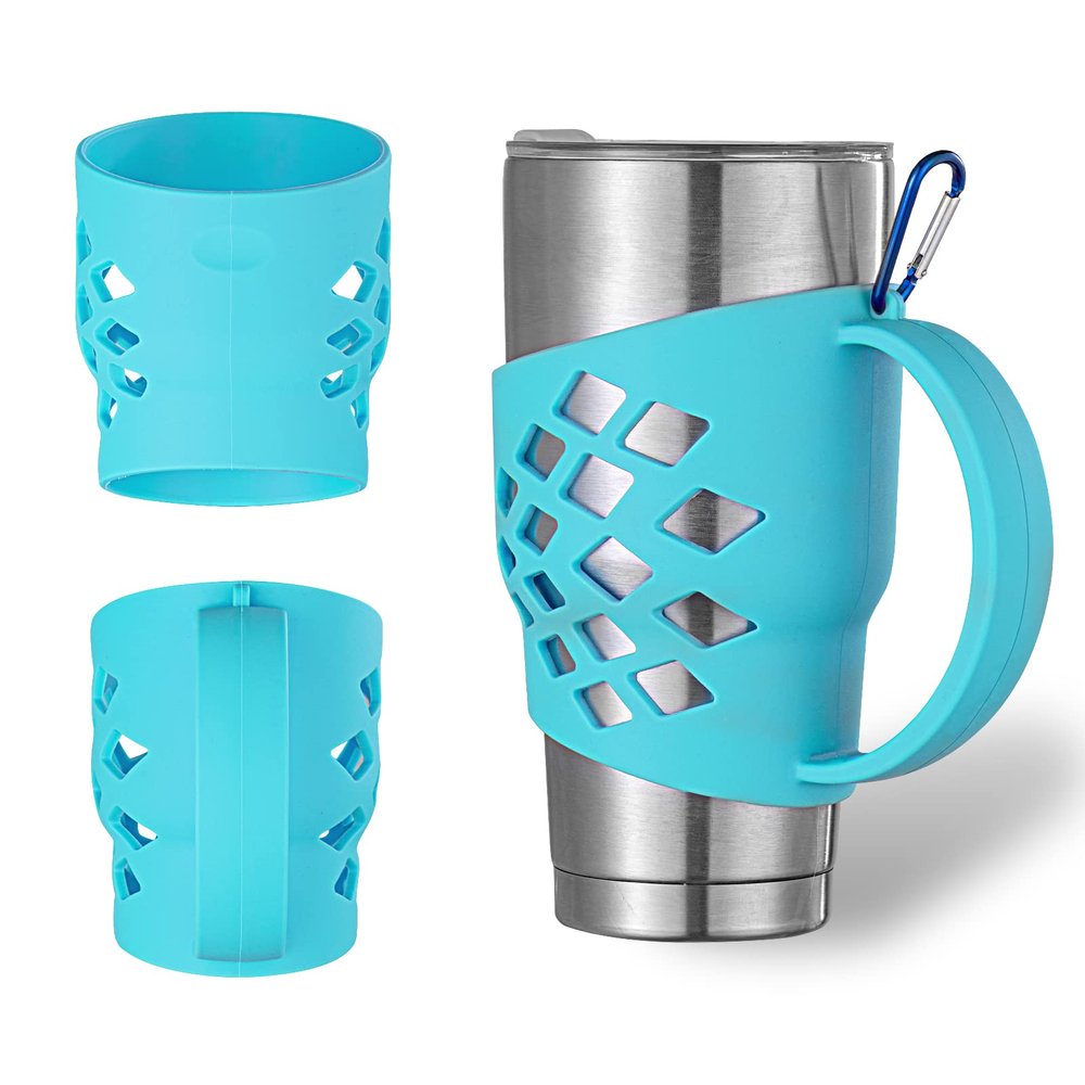 SHTCSZBA Silicone Sleeve for 30 oz Tumblers - Grip Holder for Yeti Rambler/RTIC/Corkcicle (Blue)