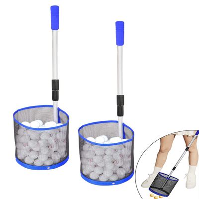 Glemall Table Tennis Balls Collector - 2 Set Ping Pong Ball Picker Upper Retriever with Adjustable Length Net Bag Handle for Storage - 120 Balls