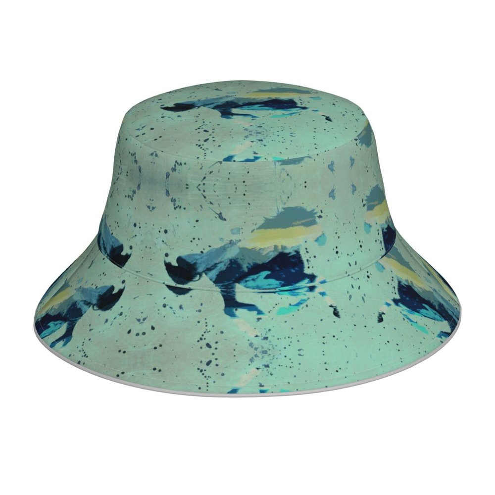 Horse Bucket Hat, Cute Animals Summer Beach Sun Hat Double Sided Foldable Outdoor Unisex Bucket Hat