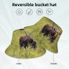 Moose Bucket Hat, Animal Summer Beach Sun Hat Double Sided Foldable Outdoor Unisex Bucket Hat view 4