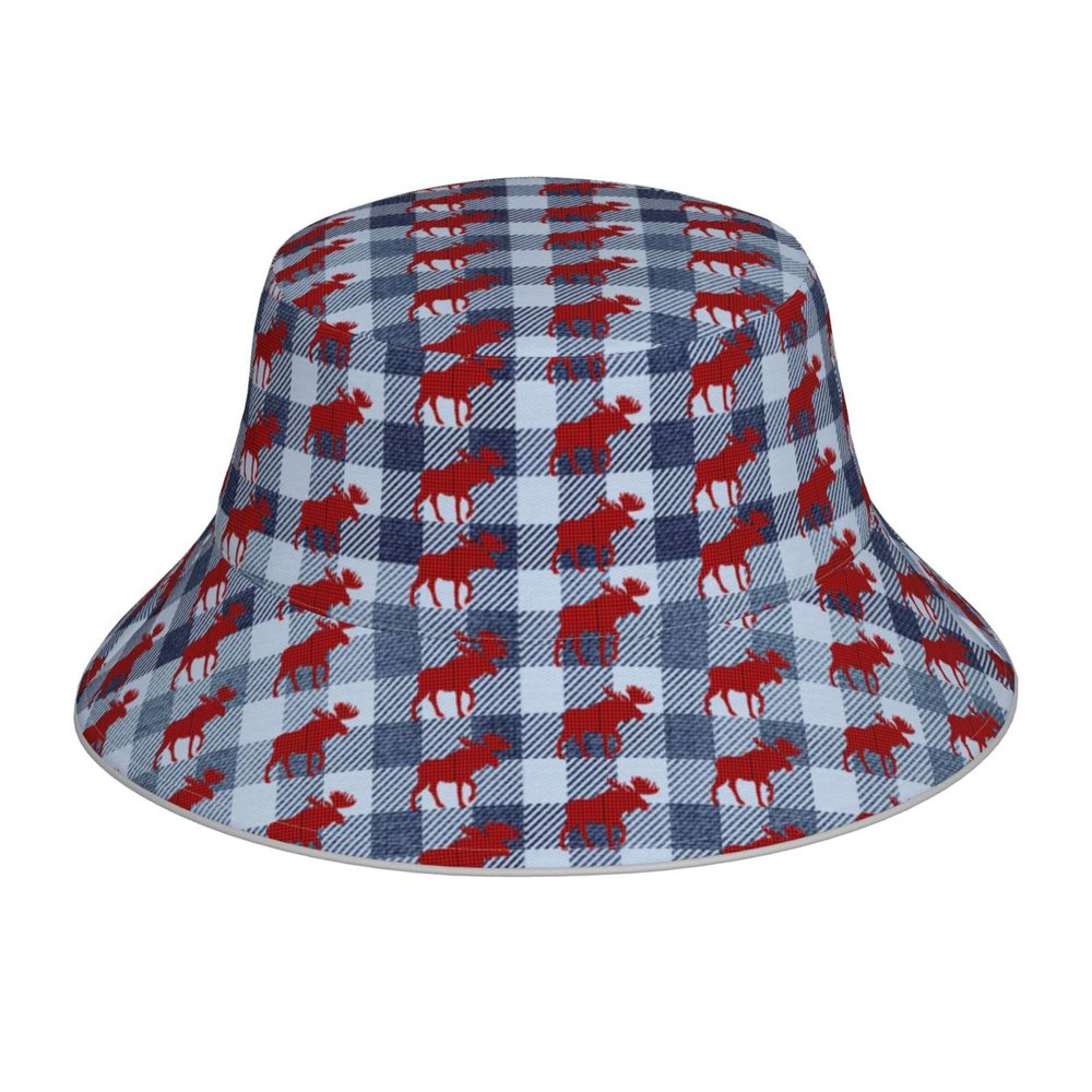 Moose Bucket Hat, Animal Summer Beach Sun Hat Double Sided Foldable Outdoor Unisex Bucket Hat