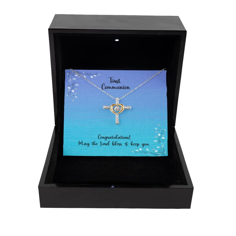 Cross Dancing Necklace Luxury Box First Communion Necklace, First Communion Gifts, Special Sterling Silver Jewelry Gifts for First Communion, Cross