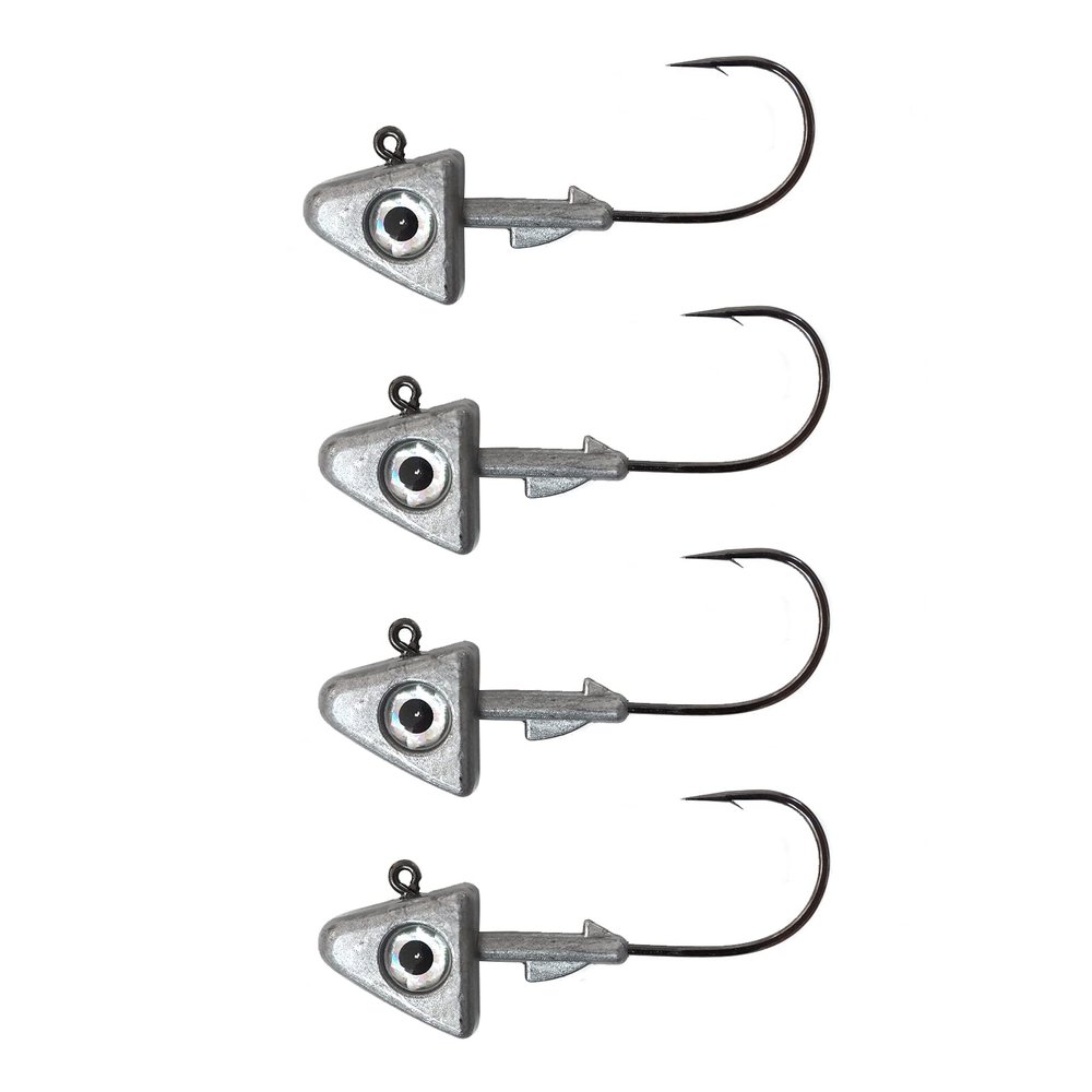 Qty 4 Fish WOW! 3oz Unpainted Shad Jig Head 32786 MUSTAD Hook 2X Strong 8/0 Black Nickel Hook Fish Head jig Plain Jigheads