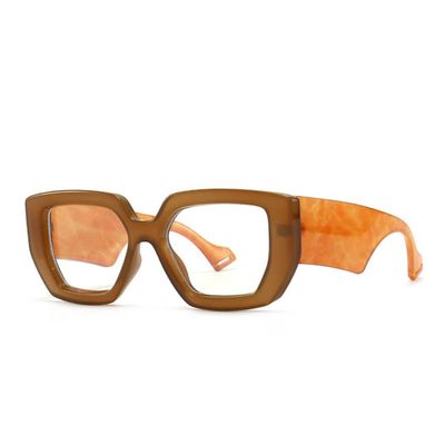 HCHES Vintage Fashion Sunglasses Men Women Famous Luxury Design Big Frame Optical Sun Glasses For Female UV400,Brown Clear,as the picture