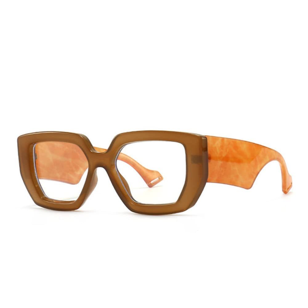 HCHES Vintage Fashion Sunglasses Men Women Famous Luxury Design Big Frame Optical Sun Glasses For Female UV400,Brown Clear,as the picture