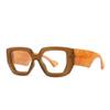 HCHES Vintage Fashion Sunglasses Men Women Famous Luxury Design Big Frame Optical Sun Glasses For Female UV400,Brown Clear,as the picture view 1
