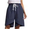 Women Athletic Running Shorts with Pockets Summer Casual High Waist 12" inch Tulip Hem Bermuda Shorts Knee Length Blue view 1