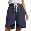 Women Athletic Running Shorts with Pockets Summer Casual High Waist 12" inch Tulip Hem Bermuda Shorts Knee Length Blue view 2