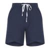 Women Athletic Running Shorts with Pockets Summer Casual High Waist 12" inch Tulip Hem Bermuda Shorts Knee Length Blue view 3