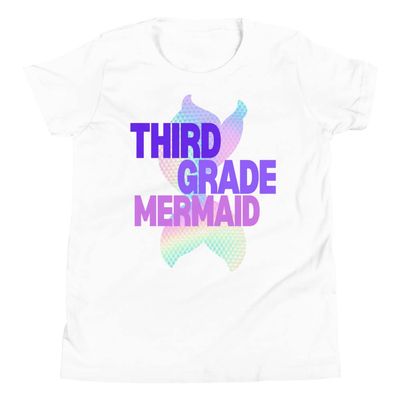 3rd Third Grade Mermaid Shirt with Rainbow Mermaid Tail - Youth Short Sleeve T-Shirt