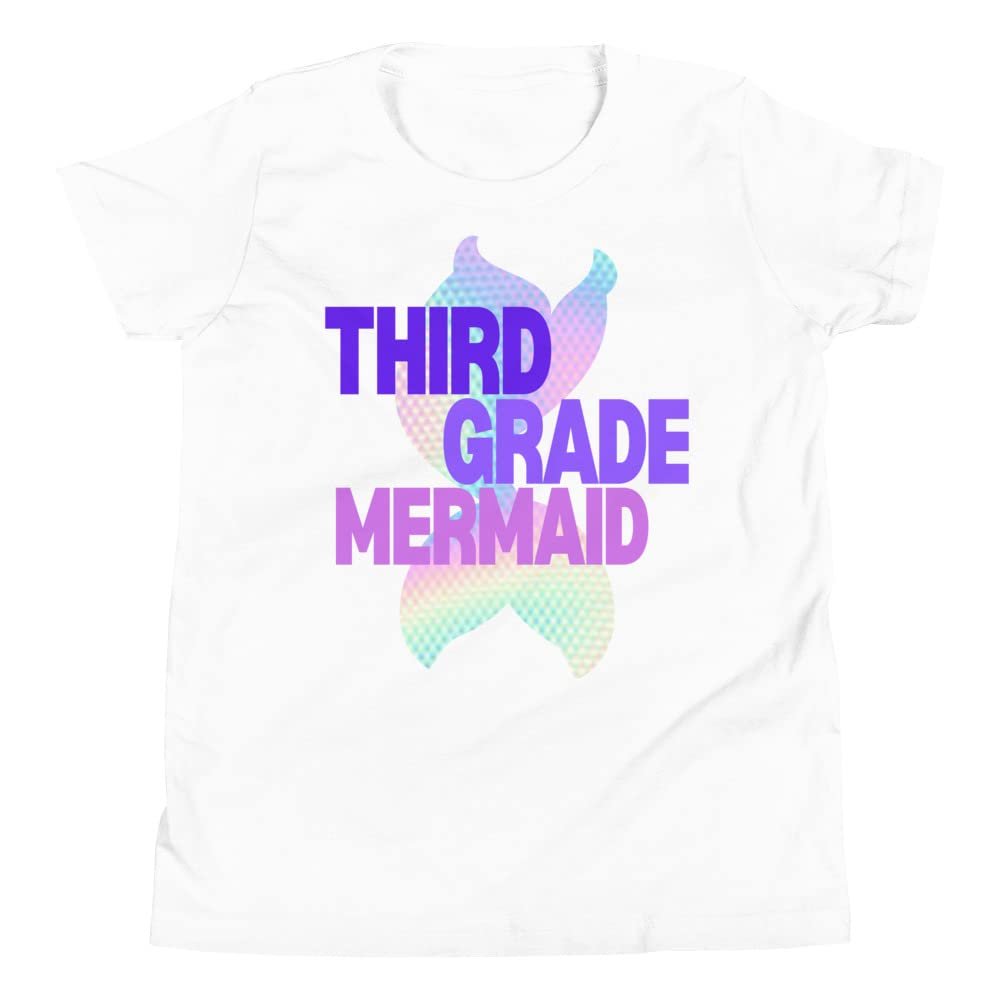 3rd Third Grade Mermaid Shirt with Rainbow Mermaid Tail - Youth Short Sleeve T-Shirt