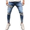 Maiyifu-GJ Men's Ripped Stretch Skinny Jeans Destroyed Patches Tapered Leg Jean Pattern Distressed Slim Fit Denim Pants (Light Blue,Large) view 1