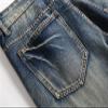Men Ripped Slim Fit Jeans Destroyed Distressed Straight Denim Pants Vintage Mid Waist Washed Biker Jean Trousers (Dark Blue 2,34) view 4