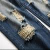 Men Ripped Slim Fit Jeans Destroyed Distressed Straight Denim Pants Vintage Mid Waist Washed Biker Jean Trousers (Dark Blue 1,28) view 4