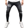 Maiyifu-GJ Men's Ripped Stretch Skinny Jeans Destroyed Patches Tapered Leg Jean Pattern Distressed Slim Fit Denim Pants (Black,3X-Large) view 1
