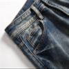 Men Ripped Slim Fit Jeans Destroyed Distressed Straight Denim Pants Vintage Mid Waist Washed Biker Jean Trousers (Dark Blue 2,28) view 3