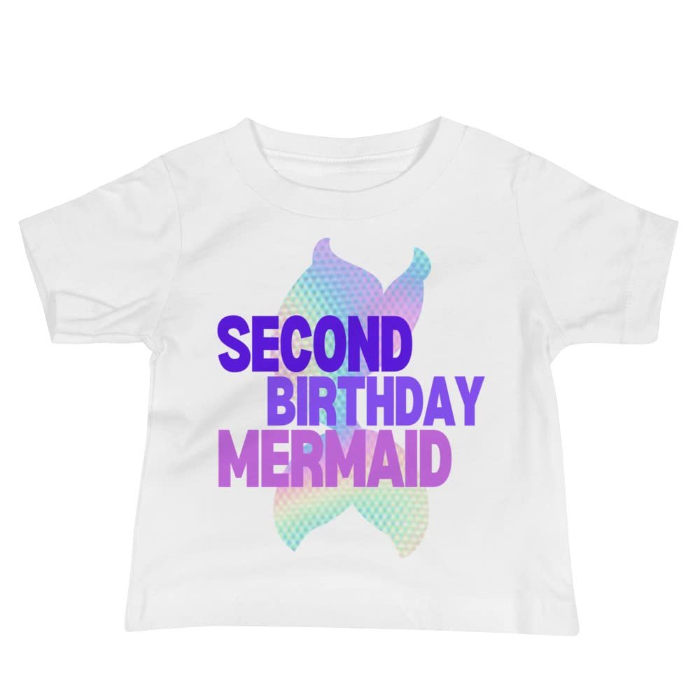Baby Girls Second Birthday Mermaid Shirt for 2nd Birthday Shirt - Baby Jersey Short Sleeve Tee White