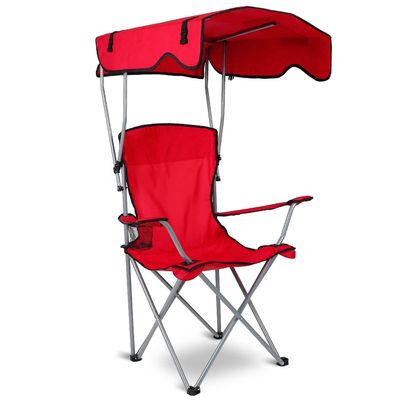 Henbanle Foldable Beach Canopy Chair, Sun Protection Camping Lawn Canopy Chair,330LBS Load Folding Seat with Cup Holder & Carry Bag (Red), (D0102)