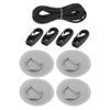X AUTOHAUX 4pcs 8cm Gray D Ring Patch PVC Stainless Steel Round Shape D Ring Pad Set for Inflatable Boat Kayak Canoe Deck with 2.5m Rope Hooks view 1