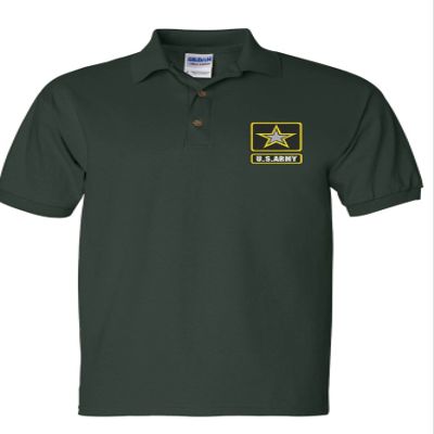 ALLNTRENDS Men's Polo T Shirt US Army Embroidered Military USA Army Gift (2XL, Forest Green)