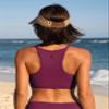 CRZ YOGA Women's Bikini Tops High Neck Swimsuit Racerback Padded Bathing Suit Sexy Swimwear Fuchsia X-Small view 2