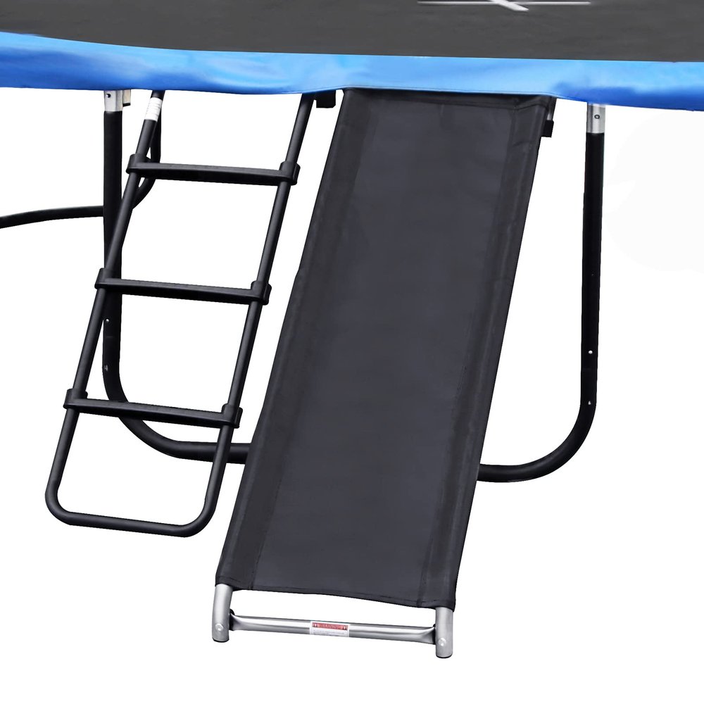 Trampoline Ladder Slide kit, Universal Trampoline Weather Resistant Galvanized Ladder with Slide for Children Kids, Steel Shoe Storage Bag