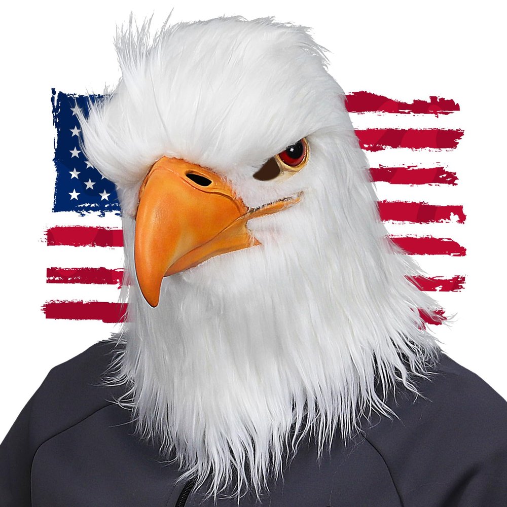 MOKRY PARTY White Eagle Head Mask Animal Bird Mask Eagle Claw Hairy Latex Mask Halloween Carnival Costume Mask, Adult Size