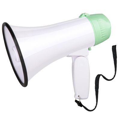 MyMealivos Portable Megaphone Bullhorn 20 Watt Power Megaphone Speaker Voice and Siren/Alarm Modes with Volume Control and Strap (White&Green)