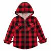 ThCreasa Kids Flannel Shirt Jacket with Hood, Plaid Sherpa Lined Zip Up Girls Hoodie Sweatshirt Jackets Red/Black M(7-8) view 1