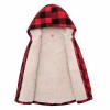 ThCreasa Kids Flannel Shirt Jacket with Hood, Plaid Sherpa Lined Zip Up Girls Hoodie Sweatshirt Jackets Red/Black M(7-8) view 2