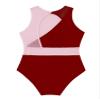 Aislor Girls' Ballet Dance Leotard Sleeveless Mesh Patchwork Criss Cross Back Unitards Gymnastic Jumpsuit Activewear Burgundy&Pink 4 Years view 4