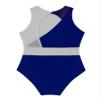 Aislor Girls' Ballet Dance Leotard Sleeveless Mesh Patchwork Criss Cross Back Unitards Gymnastic Jumpsuit Activewear Blue&Grey 4 Years view 4
