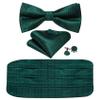 Barry.Wang Men Silk Paisley Cummerbund and Pre-tied Bowtie Handkerchief Cufflink Set for Tuxedo view 1