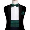 Barry.Wang Men Silk Paisley Cummerbund and Pre-tied Bowtie Handkerchief Cufflink Set for Tuxedo view 2