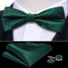 Barry.Wang Men Silk Paisley Cummerbund and Pre-tied Bowtie Handkerchief Cufflink Set for Tuxedo view 3