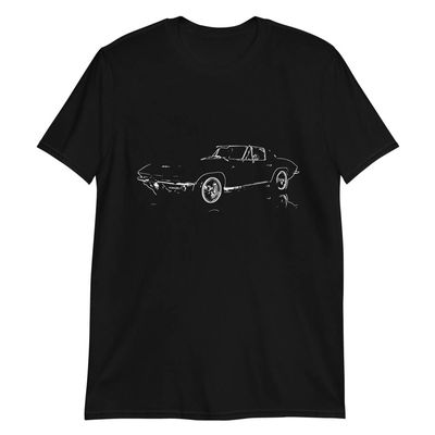 1963 'Vette Split Window Custom Outline Collector Car Owner T-Shirt Black