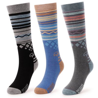 OutdoorMaster Ski Socks, Merino Wool Ski Socks for Men & Women, Thermal Winter Warm & Breathable Snowboarding Socks for Cold Weather, Over The Calf Non-Slip Cuff, Machine Washable