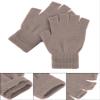 SATINIOR 2 Pair Unisex Winter Half Finger Gloves Knitted Fingerless Mittens Warm Stretchy Gloves in Common Size(Gray, Light Khaki) view 2