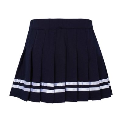 easyforever Girls Striped Style Pleated Mini Skirt High Waist Skater Tennis School Uniform Skirt Cheer Skirt Skort Dark Blue&White 15-16 Years