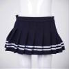 easyforever Girls Striped Style Pleated Mini Skirt High Waist Skater Tennis School Uniform Skirt Cheer Skirt Skort Dark Blue&White 15-16 Years view 3