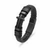 Oinsi Mens Double-Band Black Braided Leather Bangle Bracelets Cremation Jewelry For Ashes Wristband Memorial Urn Bangle With Cross Charm(Black-22cm) view 1