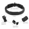 Oinsi Mens Double-Band Black Braided Leather Bangle Bracelets Cremation Jewelry For Ashes Wristband Memorial Urn Bangle With Cross Charm(Black-22cm) view 2