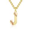 AIAINAGI Baseball Initial A-Z Letter Necklace for Men - Baseball Charm Pendant, Stainless Steel Gold Chain, 22inch Personalized Gift view 1